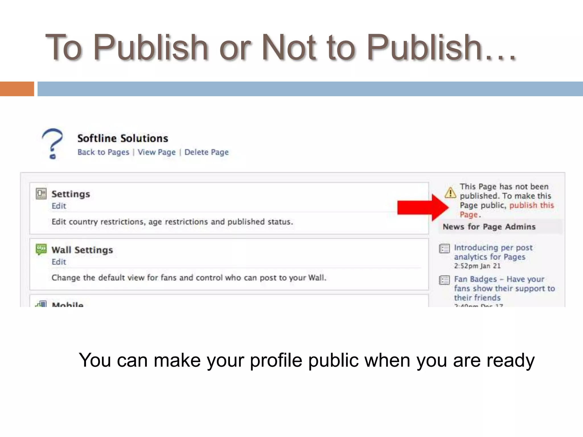To Publish or Not to Publish…You can make your profile public when you are ready