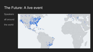 The Future: A live event
Speakers
all around
the world
 