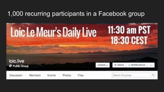 1,000 recurring participants in a Facebook group
loic.live
 