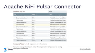 streamnative.io
Apache NiFi Pulsar Connector
 