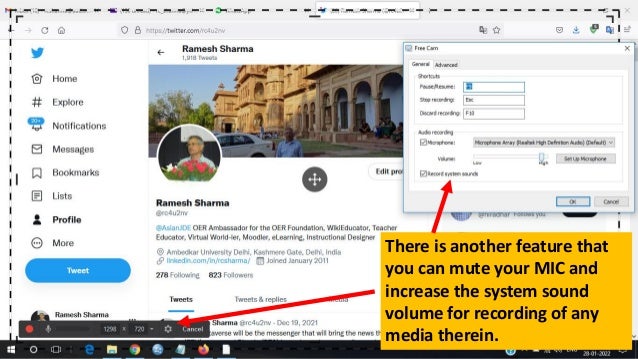 There is another feature that
you can mute your MIC and
increase the system sound
volume for recording of any
media therein.
 