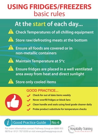 Using fridges Freezers, Guide, Good Practice, Basic Rules 