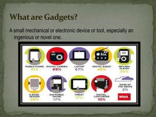 A small mechanical or electronic device or tool, especially an
ingenious or novel one.
 