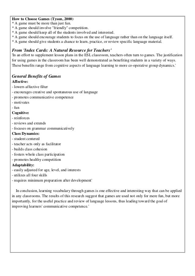 Using games in teaching