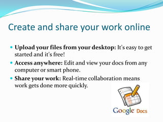 Using google docs | PPTX | Desktop Publishing | Computer Software and ...