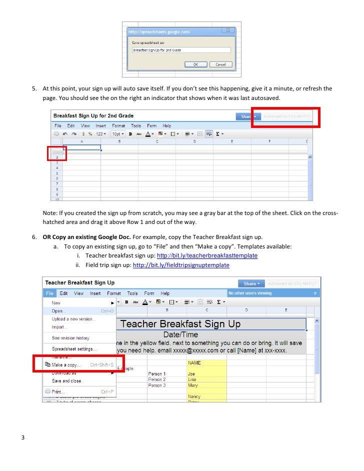 using google docs for school sign ups