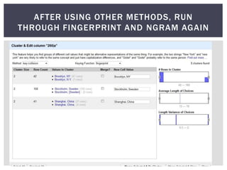 AFTER USING OTHER METHODS, RUN
THROUGH FINGERPRINT AND NGRAM AGAIN
 