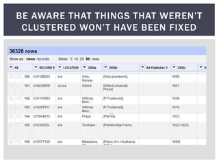 BE AWARE THAT THINGS THAT WEREN’T
 CLUSTERED WON’T HAVE BEEN FIXED
 