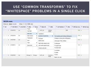 USE “COMMON TRANSFORMS” TO FIX
“WHITESPACE” PROBLEMS IN A SINGLE CLICK
 