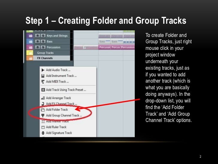Using group and folder tracks in cubase