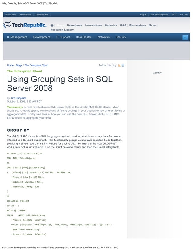Using grouping sets in sql server 2008 tech republic pdf