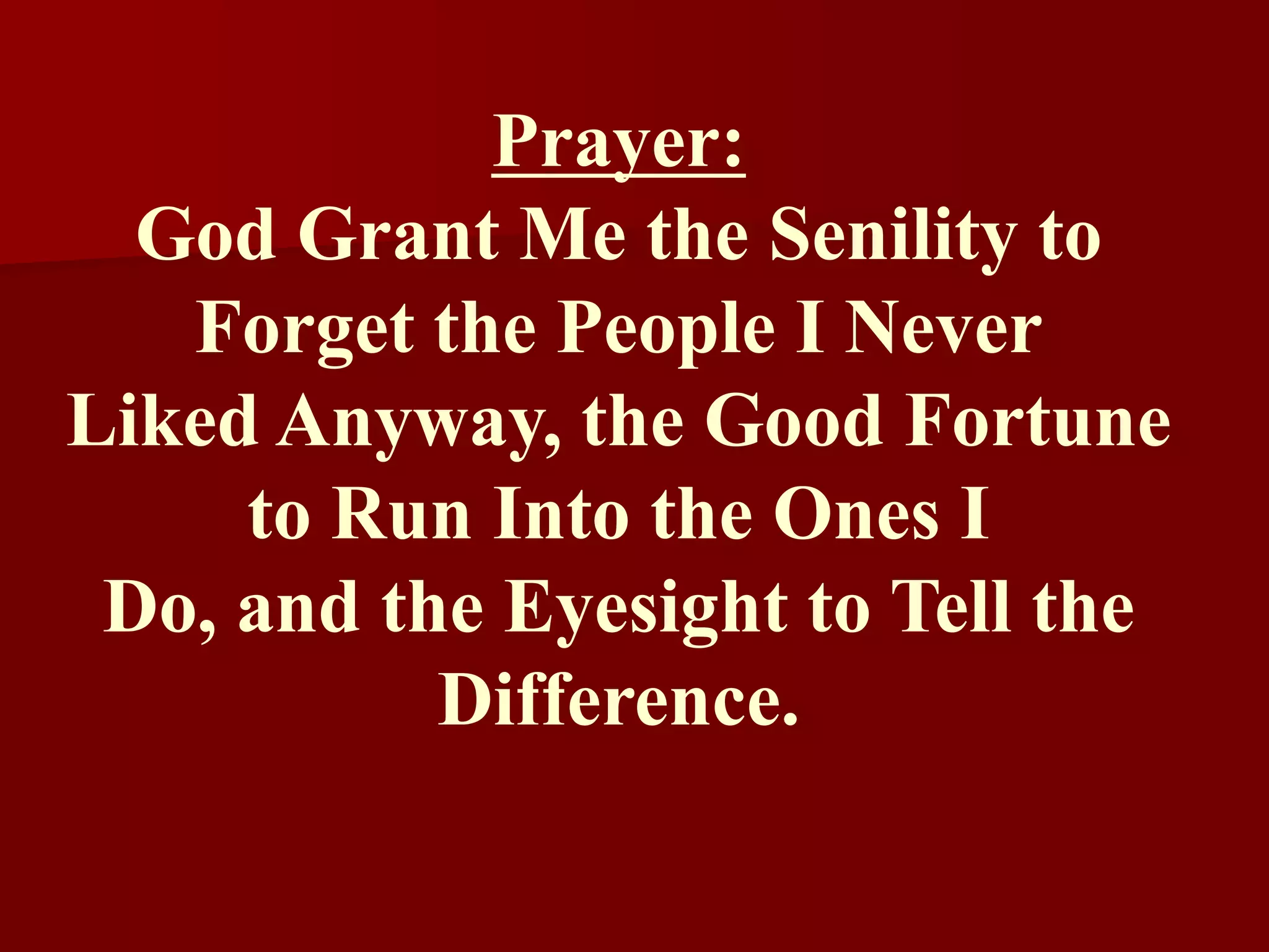 Have some sort of humor always at the readyHOW TO DEVELOP YOUR PERSONAL SENSE OF HUMORCollect HumorKeep a journal \ file \ bulletin board \ library of:	Books		Magazines	Cartoons	Headlines	Jokes		Stories		Excuses	Oxymoron's	Signs		Anecdotes	Videos \ Audio Tapes