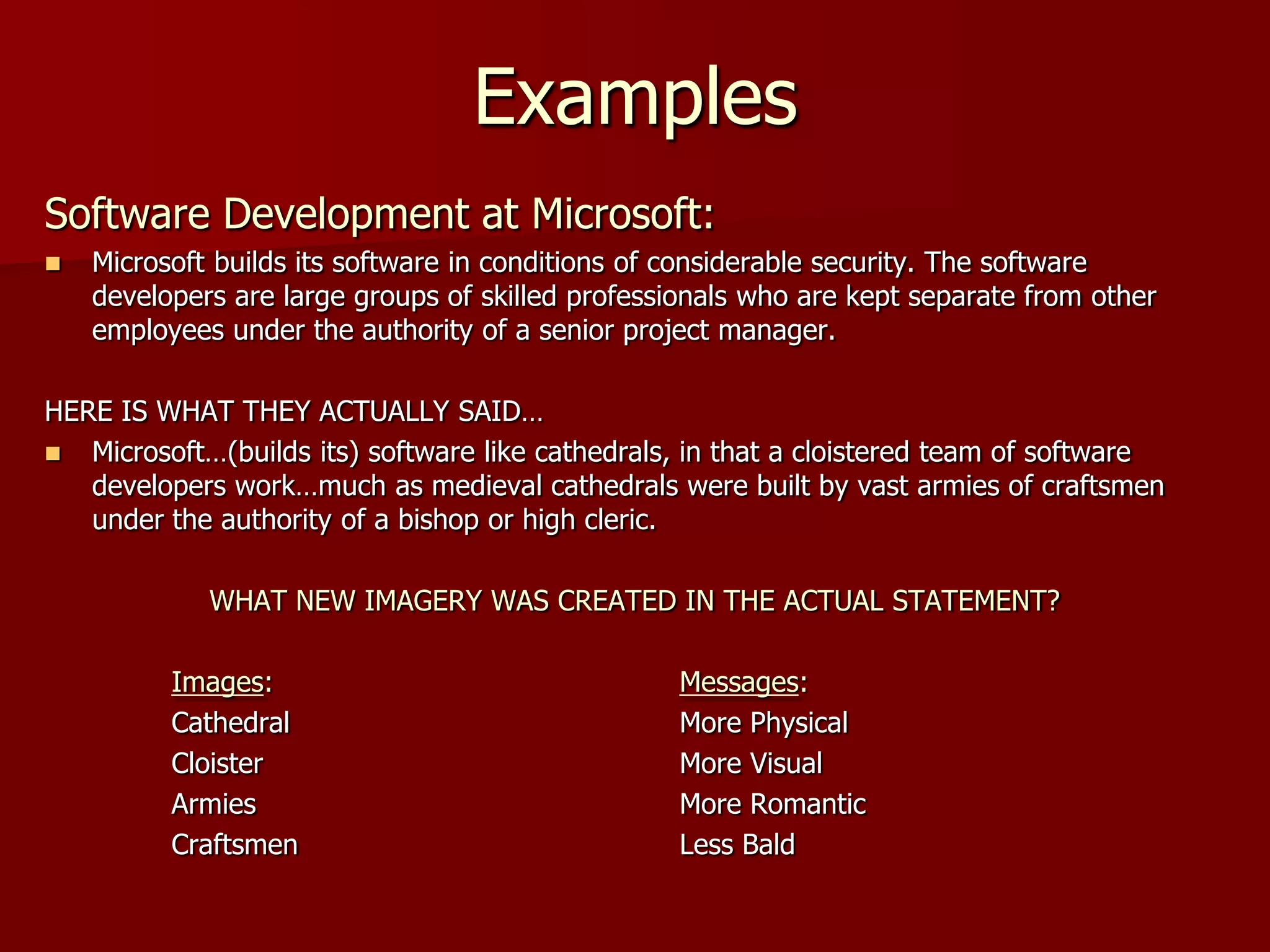 As for career counselors, we also have the opportunity to describe career development concepts using metaphors – especially new concepts or ideassuch as the relationship between dating and interviewing.Branding – branding products or servicesThe world is your canvas, what picture do you want to paint?What other metaphors do you use? 