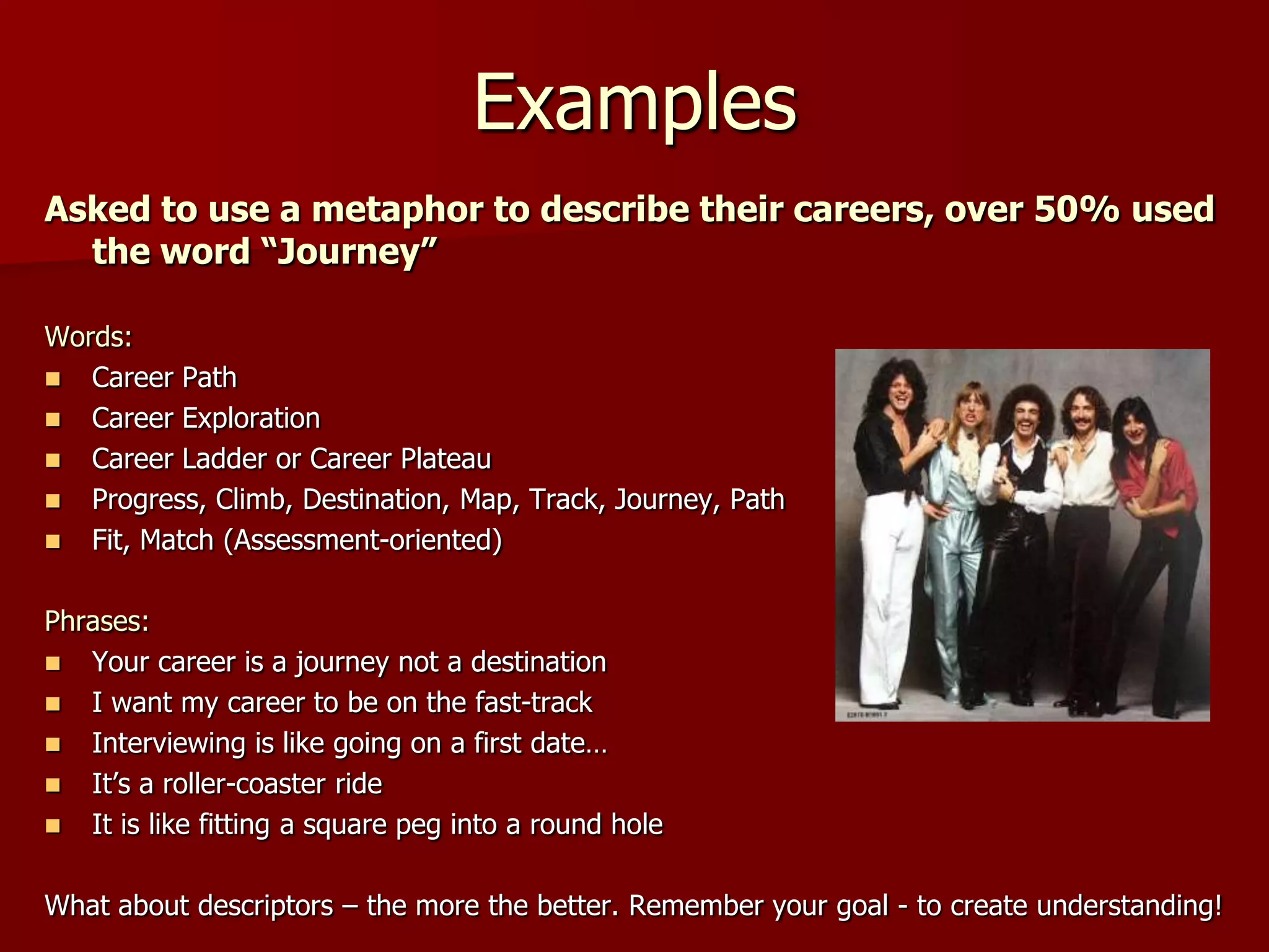 How do we make this work?They key to instituting this methodology is to get students or clients to awaken their image-thinking part of their brain. Ever wonder why the word “Image” is the root word for “Imagination?”A word is worth a thousand pictures! Create a whole new world of perception, understanding and experience – a clearer meaningEinstein once said “I rarely think in words at all”Use physical drawings or pictures to create visualizationWikipedia or Google ImagesDon’t just stick with one metaphor…have alternates