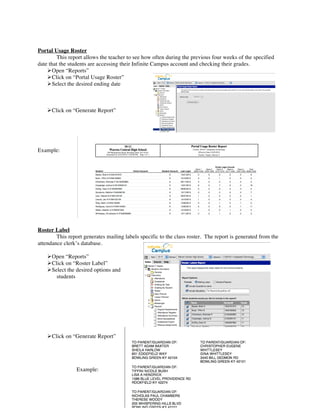 Using Infinite Campus (Revised) | PDF