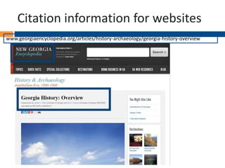 Citation information for websites
www.georgiaencyclopedia.org/articles/history-archaeology/georgia-history-overview
 