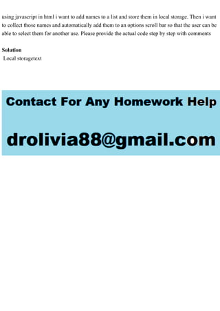 using javascript in html i want to add names to a list and store the.pdf