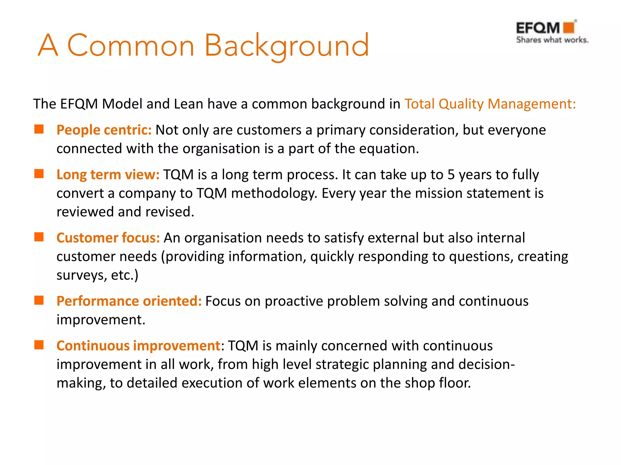 EFQM& Lean: Together in Harmony | PPTX | Manufacturing Industry ...