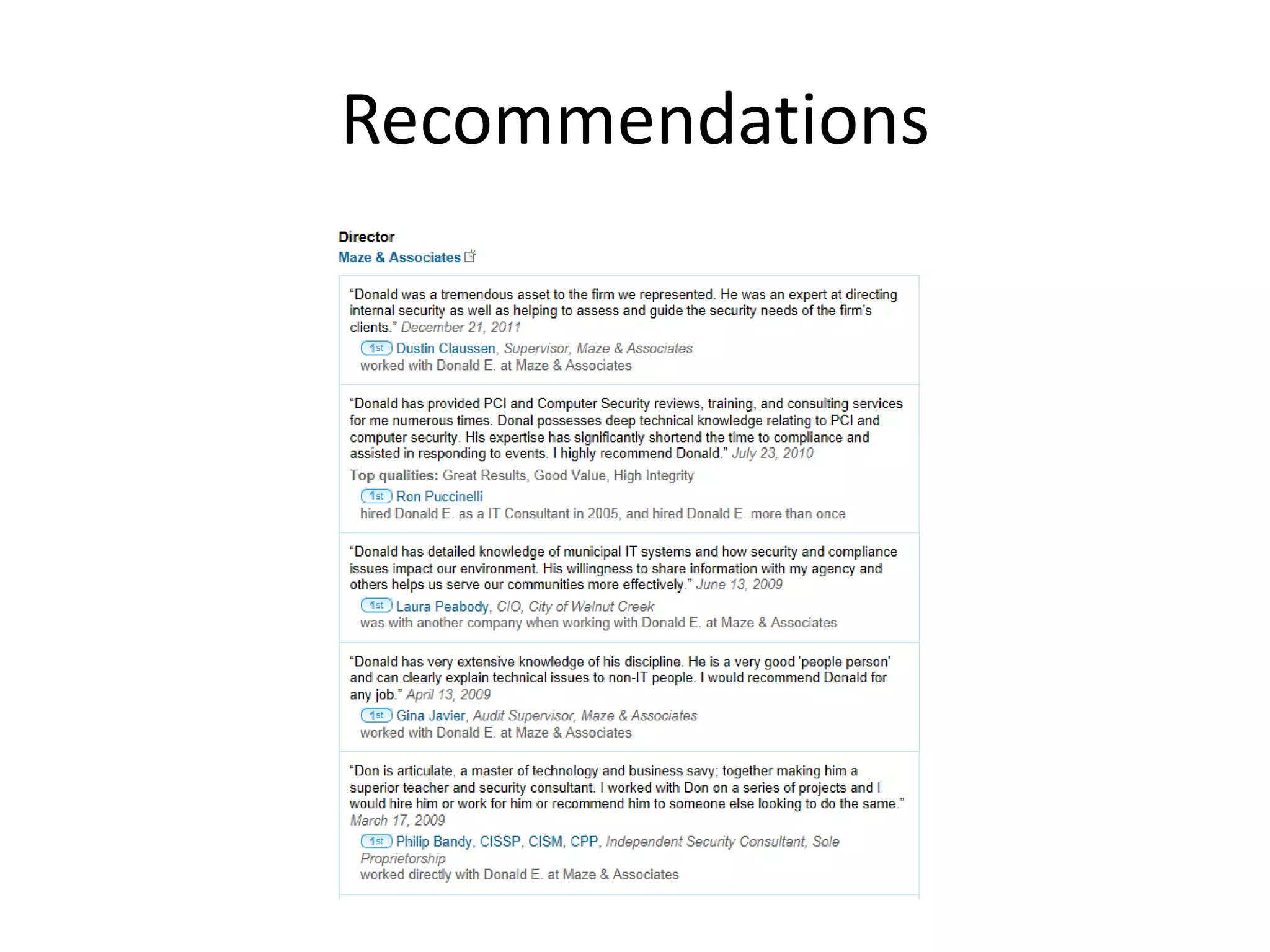 Recommendations