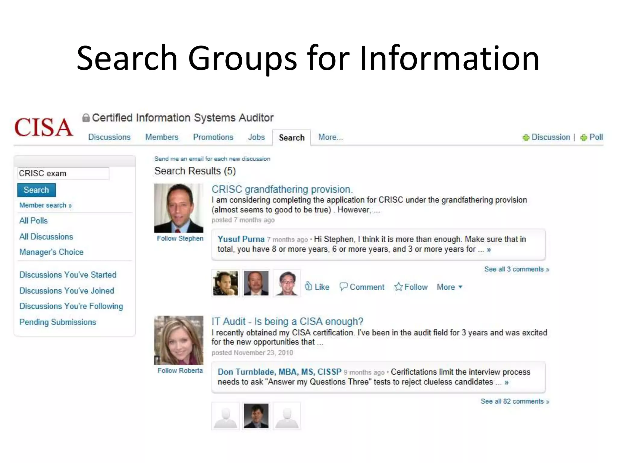 Search Groups for Information