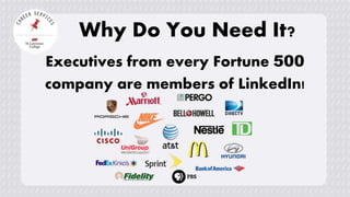 Why Do You Need It?
Executives from every Fortune 500
company are members of LinkedIn!
 