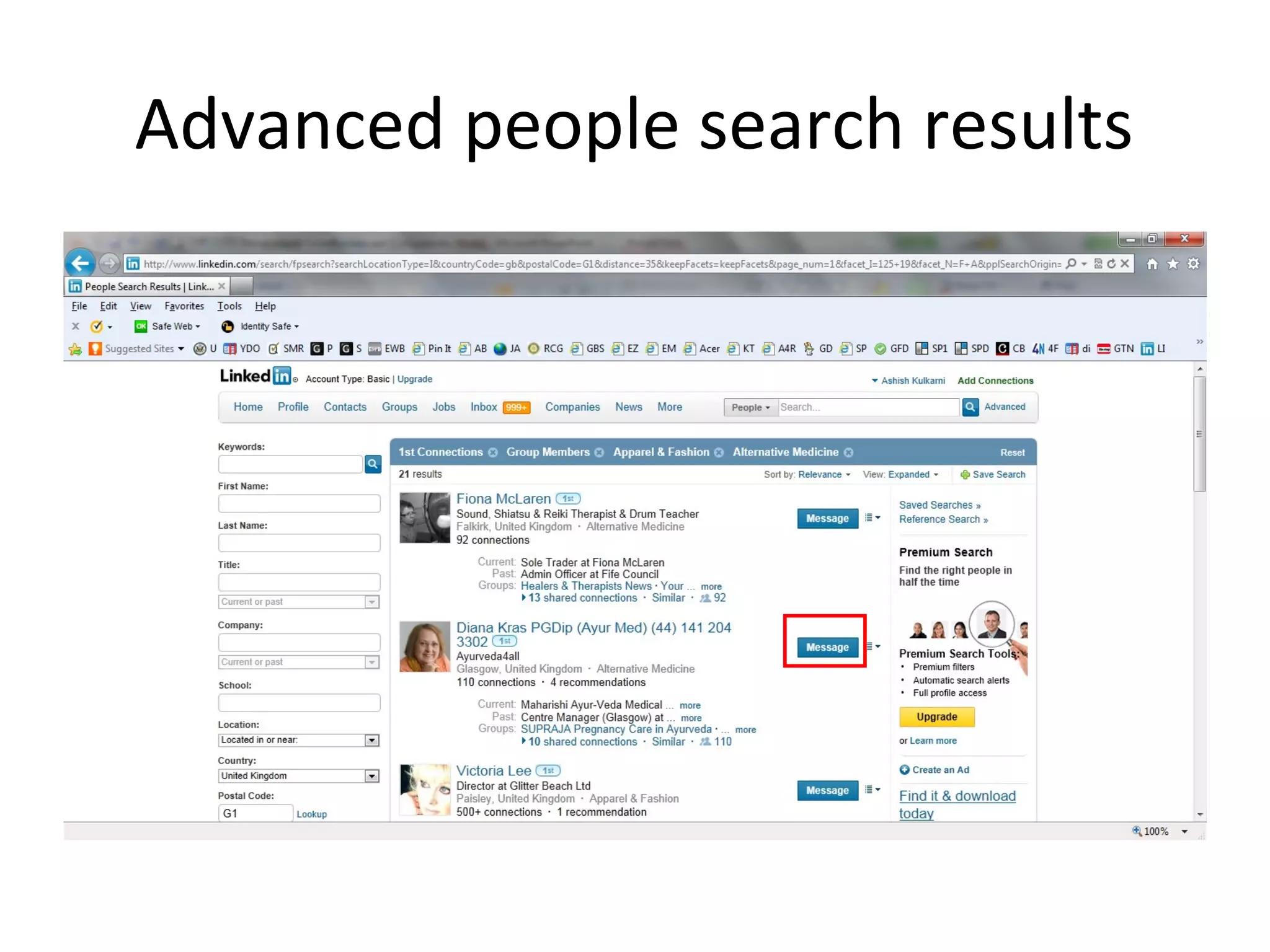 Advanced people search results
 