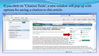 If you click on “Citation Tools”, a new window will pop up with
options for saving a citation to this article.
 