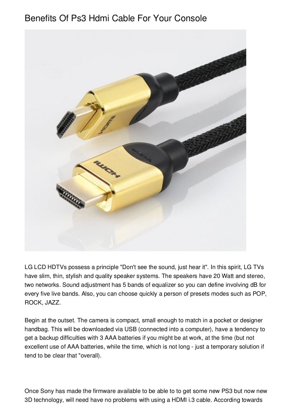 Benefits Of Ps3 Hdmi Cable For Your Console