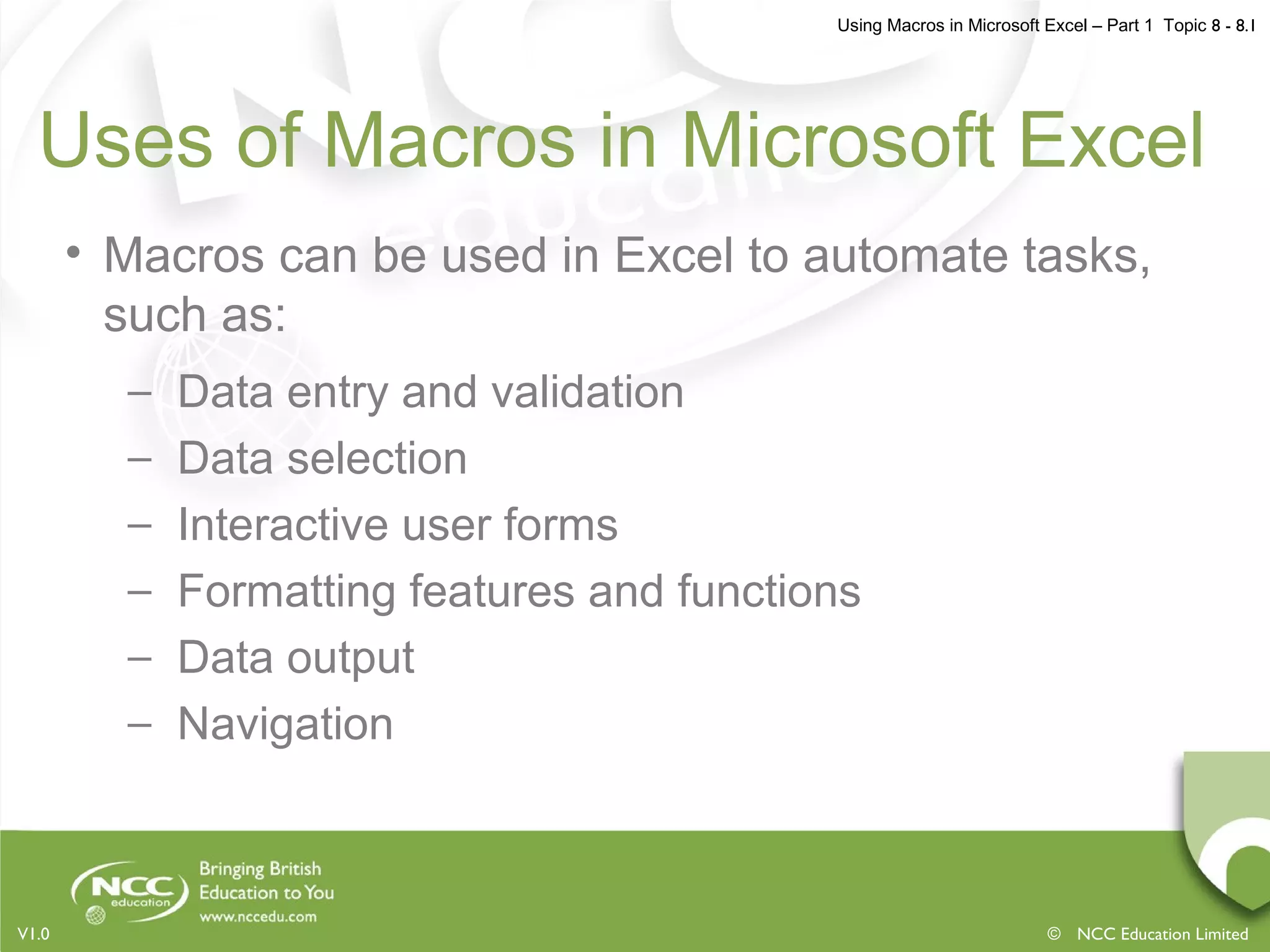 Using macros in microsoft excel part 1 | PPT | Computing | Technology ...