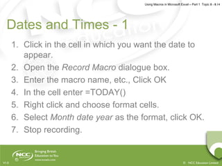 Using macros in microsoft excel part 1 | PPT