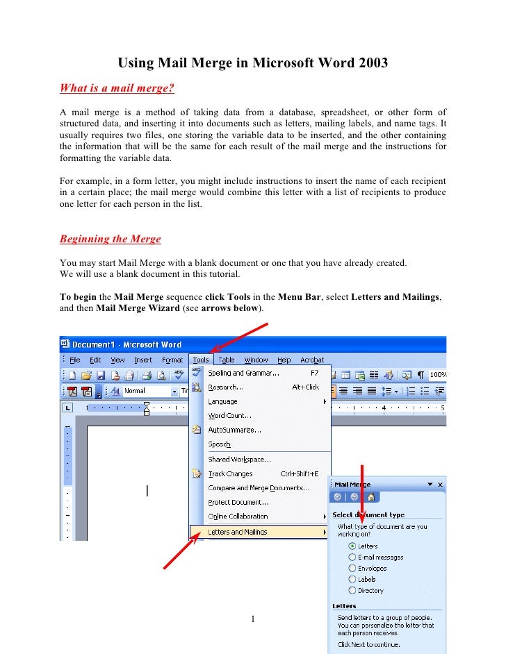 Mail merge word 2003 labels