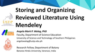 Angelo Mark P. Walag, PhD
Faculty, Department of Science Education
University of Science and Technology of Southern Philippines
angelowalag@ustp.edu.ph
Research Fellow, Department of Botany
Banaras Hindu University, Varanasi, India
 