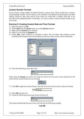 Using Microsoft Excel7 Advanced | PDF