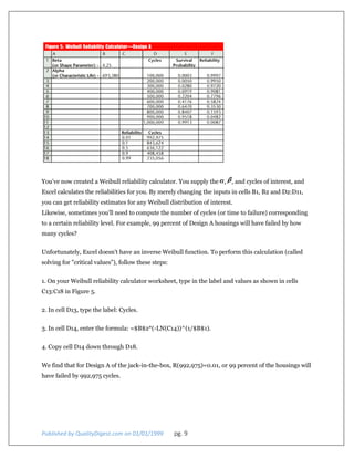 Using microsoft excel for weibull analysis | PDF