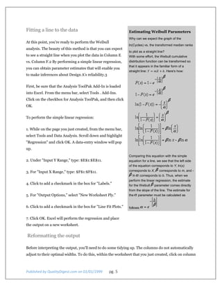Using Microsoft Excel for Weibull Analysis by William Dorner | PDF