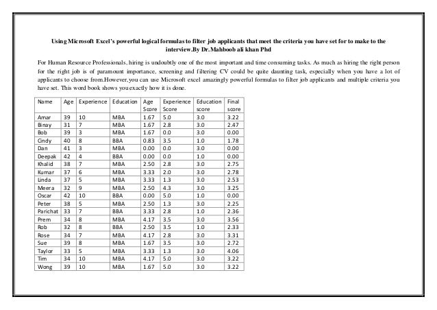 using microsoft excel s powerful logical formulas to filter job appli