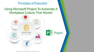 Principles of Execution
Using Microsoft Project To Automate A
Workplace Culture That Works!
 