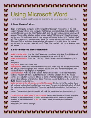 Using microsoft word | DOCX | Operating Systems | Computer Software and ...