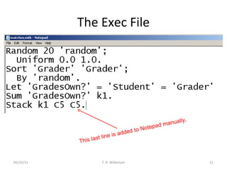 The Exec File
05/25/15 T. R. Willemain 11
This last line is added to Notepad manually.
 