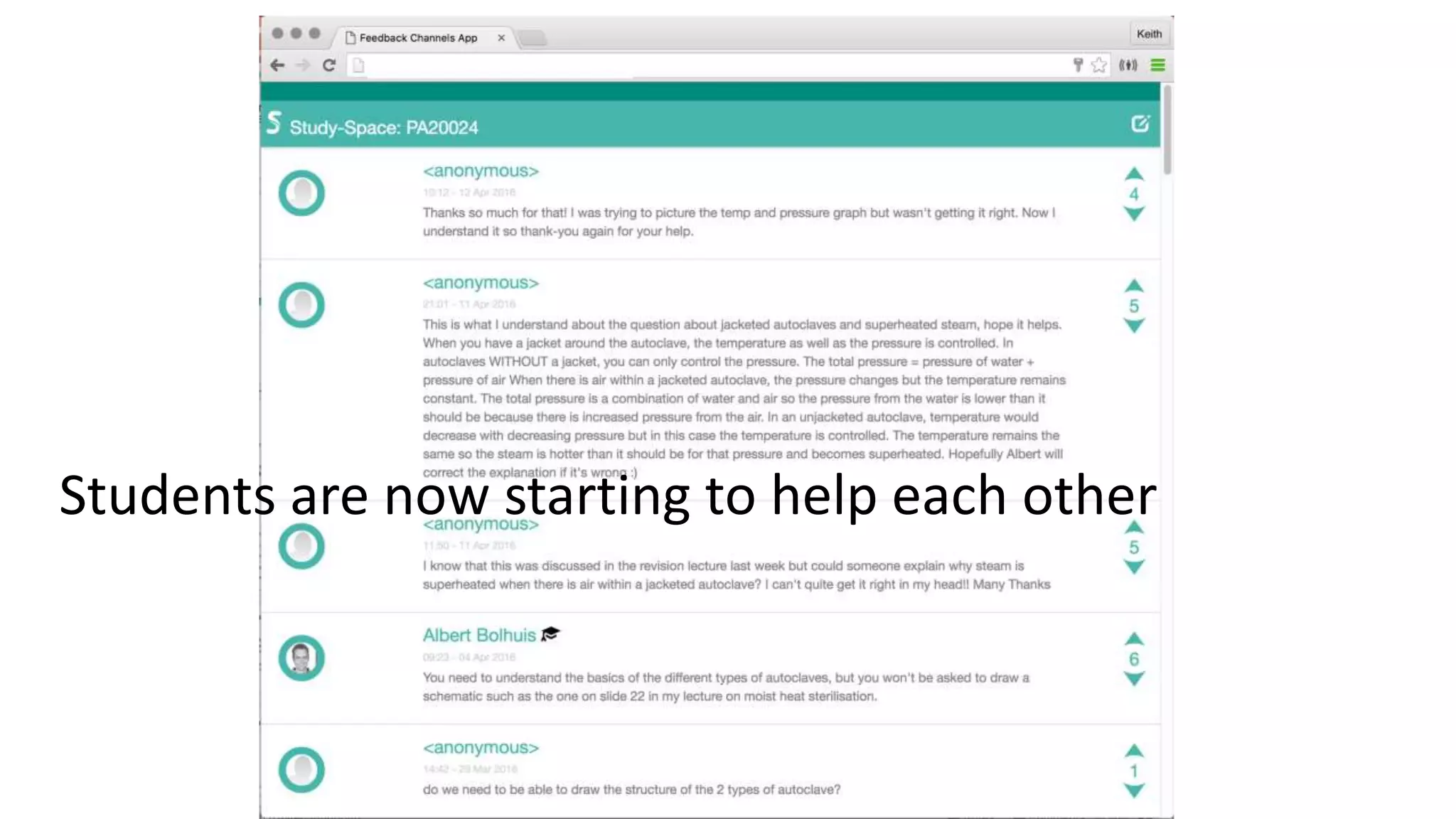 Students are now starting to help each other
 