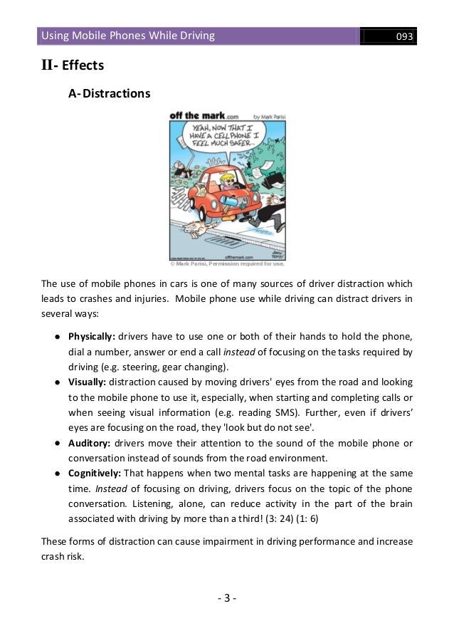 Dangers of cellphone use while driving essays