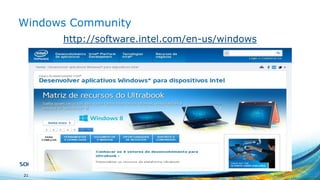 Windows Community
http://software.intel.com/en-us/windows

21

 