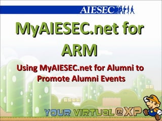 MyAIESEC.net for ARM Using MyAIESEC.net for Alumni to  Promote Alumni Events 