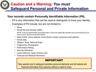 Dod Pii Statement Example Using Navy Personnel system | PPT