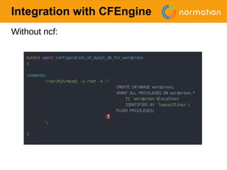 Using ncf building blocks to help writing CFEngine policies | PDF