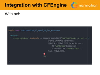 Using ncf building blocks to help writing CFEngine policies | PDF