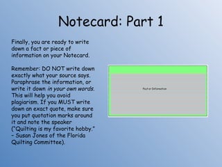 Using Note Cards Using Colored Notecards to Organize Research Info | PPTX