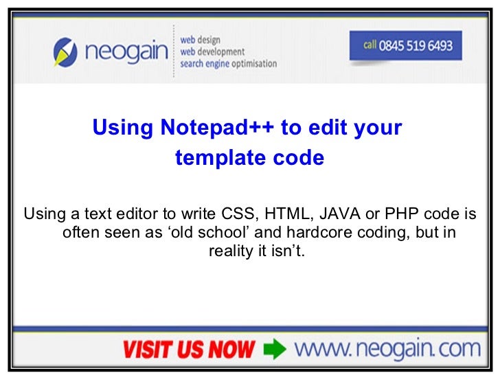 Using Notepad++ to edit your template code