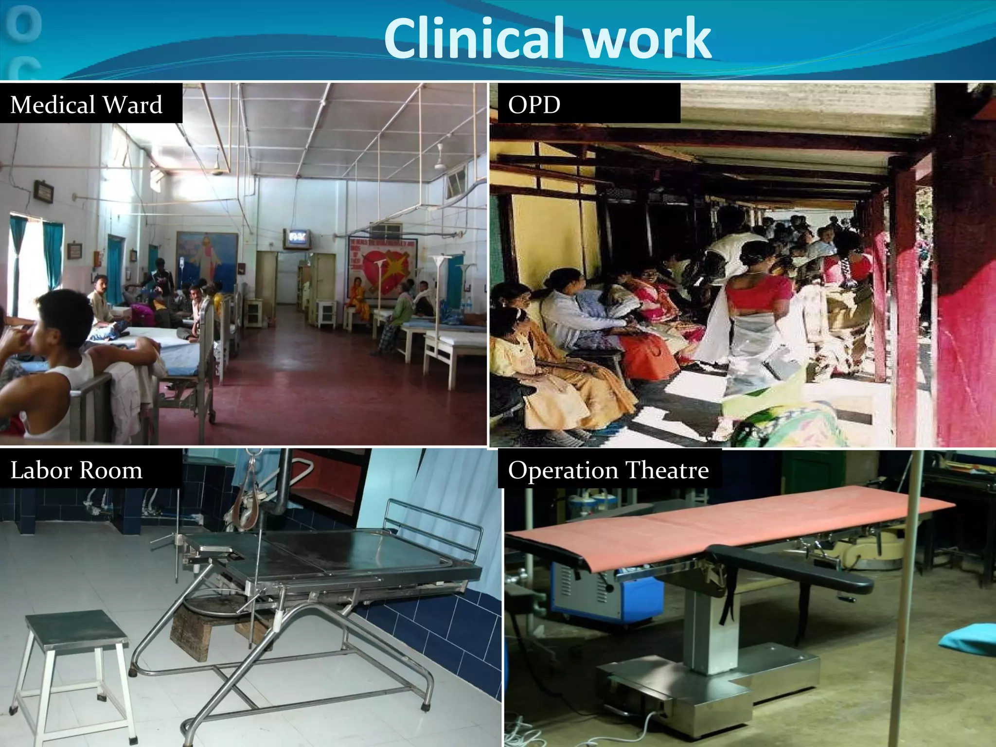 Clinical work Medical Ward OPD Labor Room Operation Theatre 