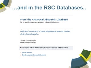 …and in the RSC Databases..
 